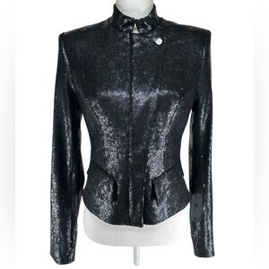 TWENTY CLUNY / Black Sequin Rocker Jacket / Size 6